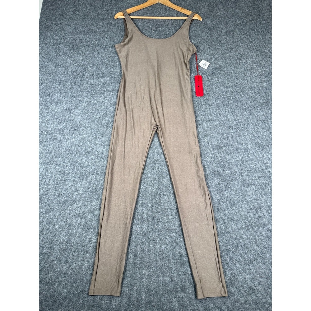 Roma Concept Jumpsuit Womens Large Dark Taupe Sleeveless Scoop Neck Minimalist